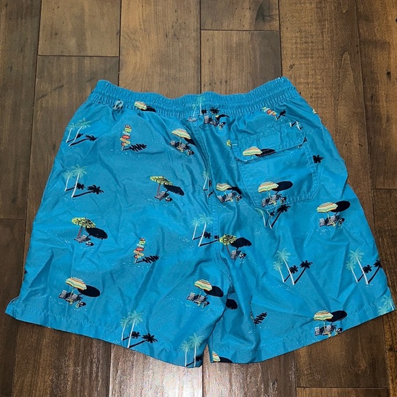 Blue Tropical Print Swim Shorts PM3 - Picture 4 of 4